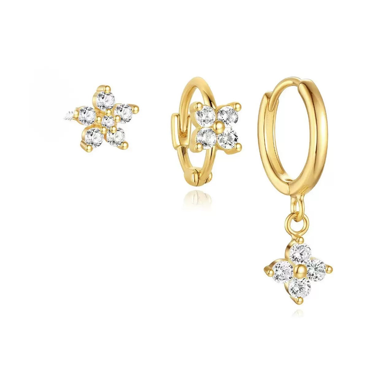 Lucky Four-Leaf Clover 18k Gold Earrings