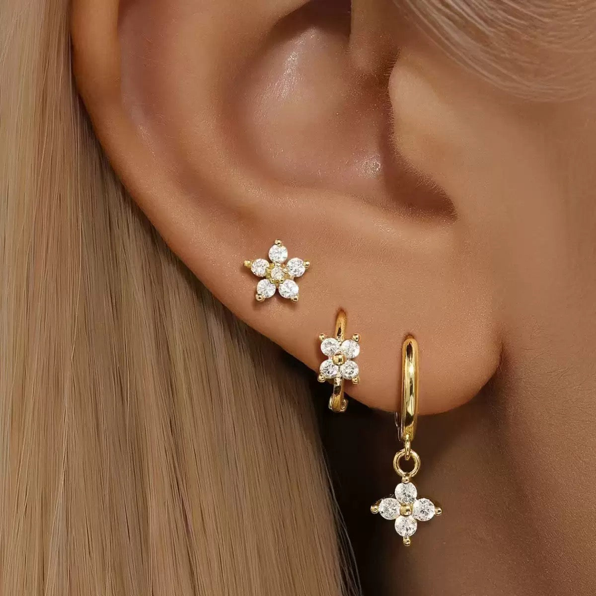 Lucky Four-Leaf Clover 18k Gold Earrings