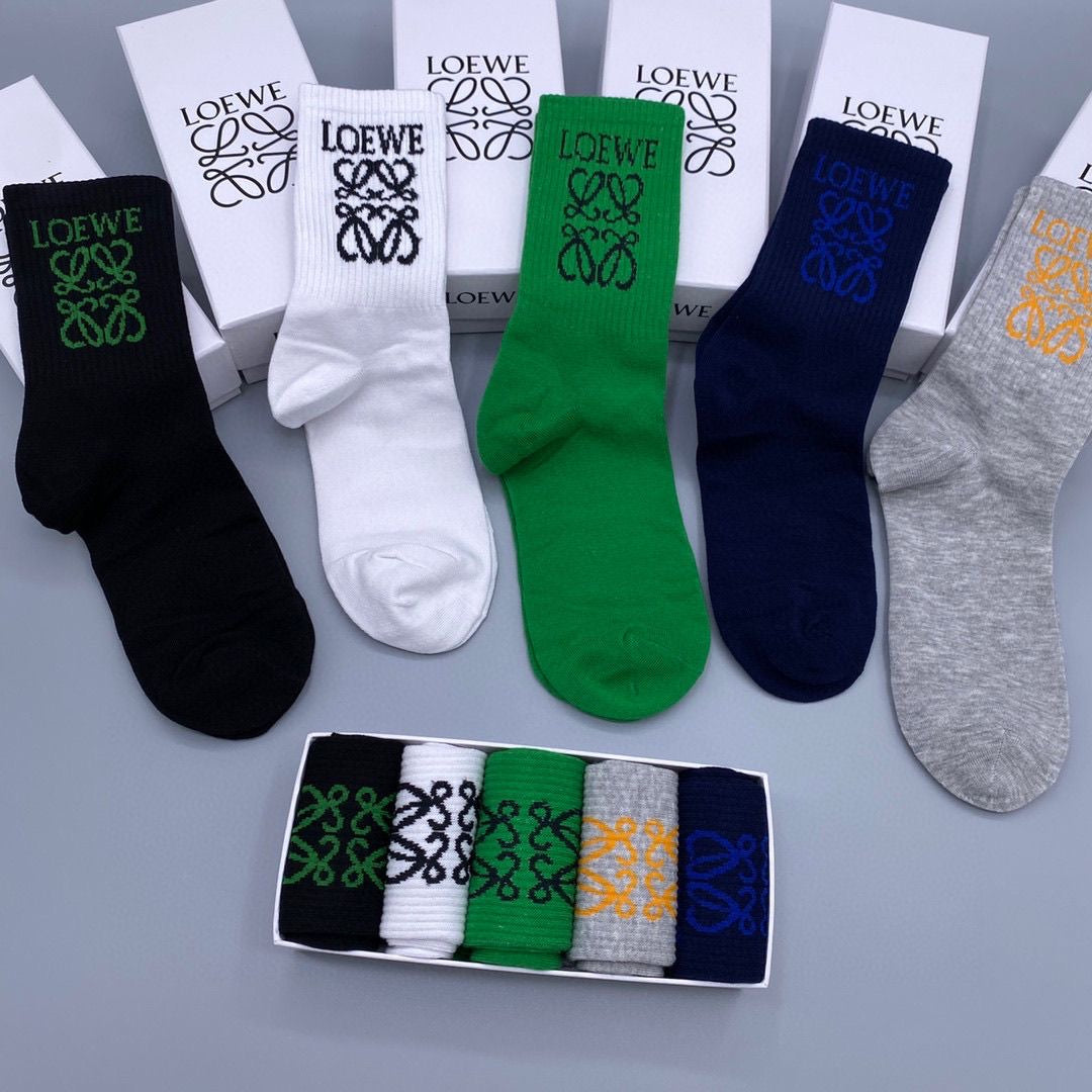 Couple's Stylish Mid-Cut Cotton Socks