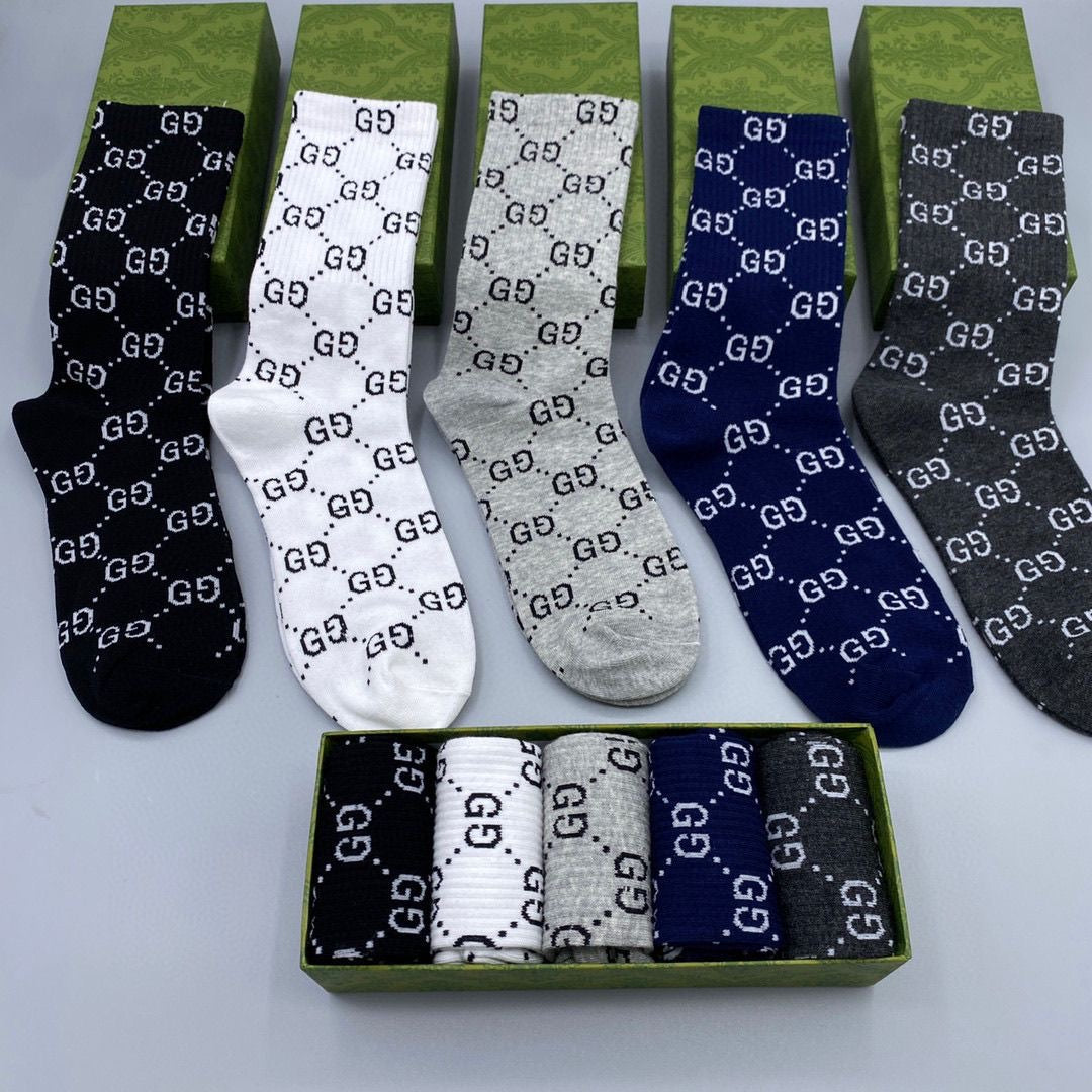 Couple's Stylish Mid-Cut Cotton Socks