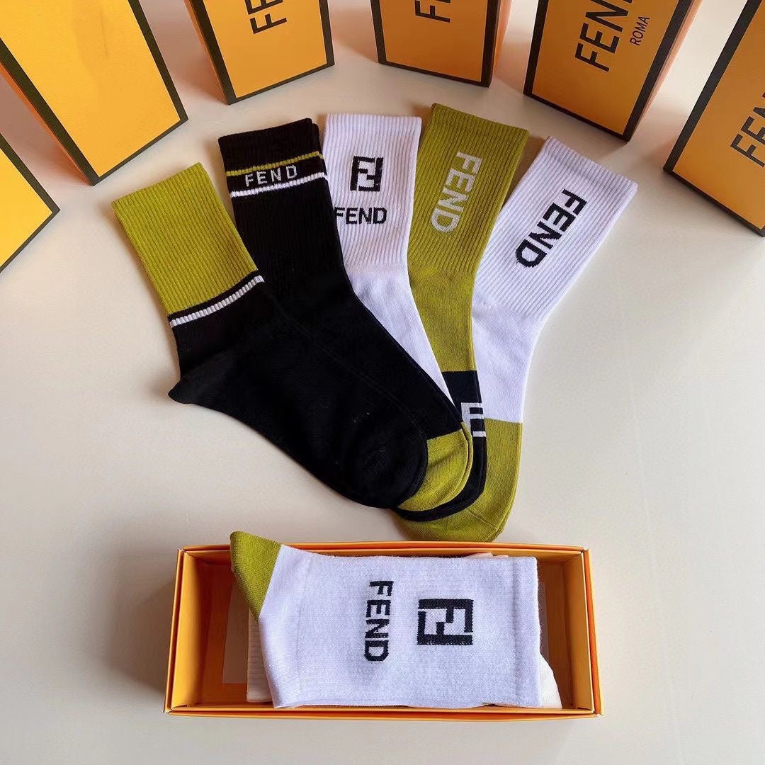 Couple's Stylish Embroidered Cotton Socks