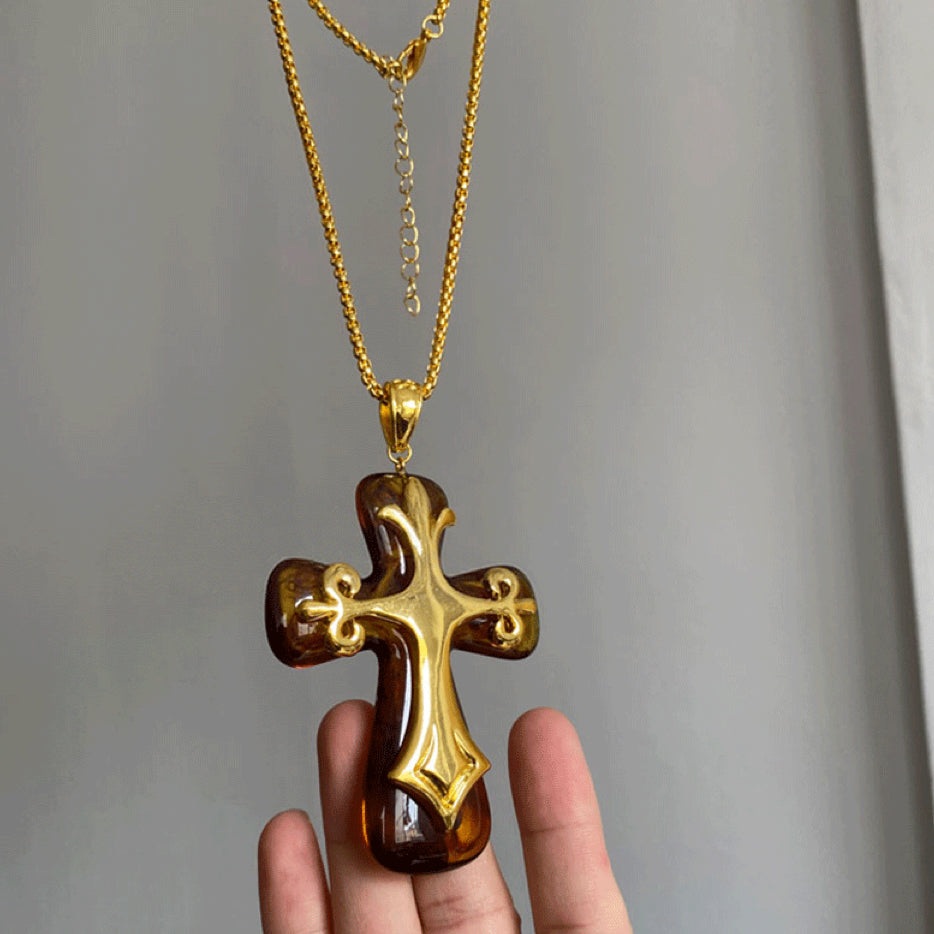 Women's Vintage Cross Earrings Necklace