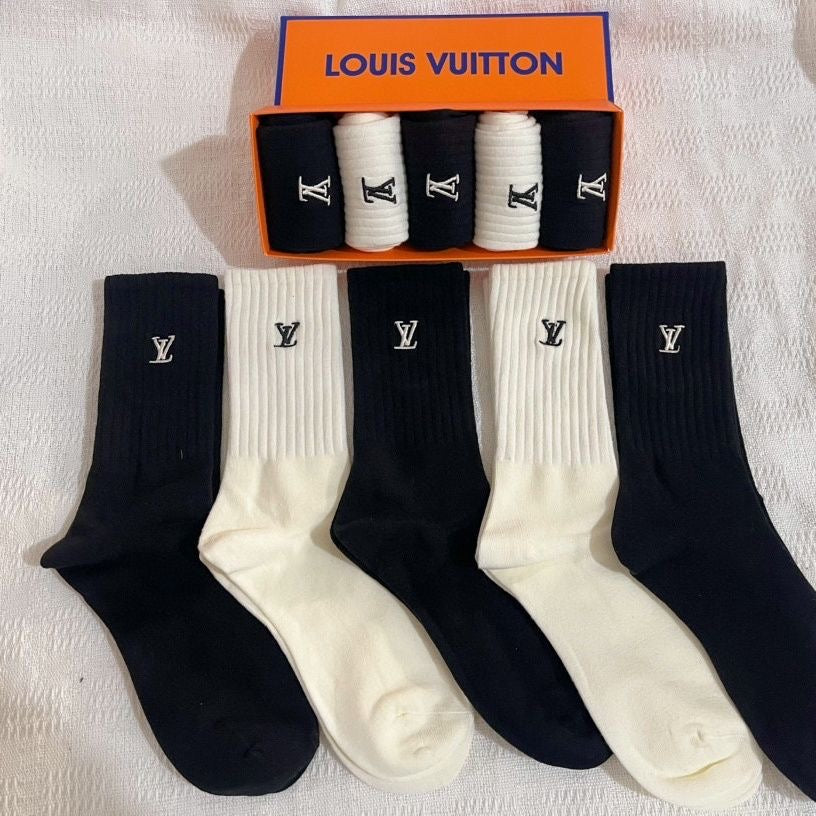 Couple's Stylish Cotton Embroidered Socks