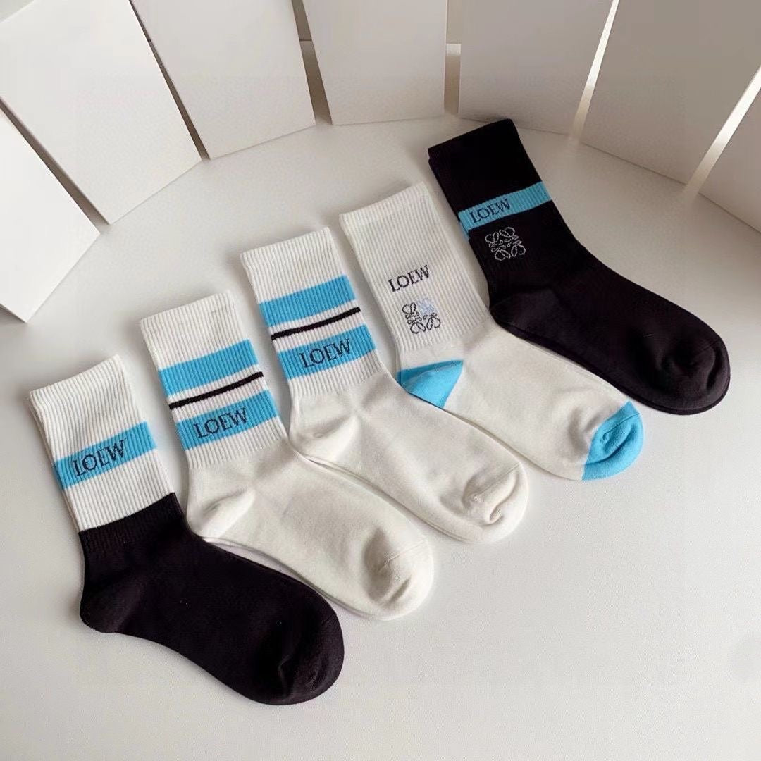 Couple's Stylish Embroidered Cotton Socks