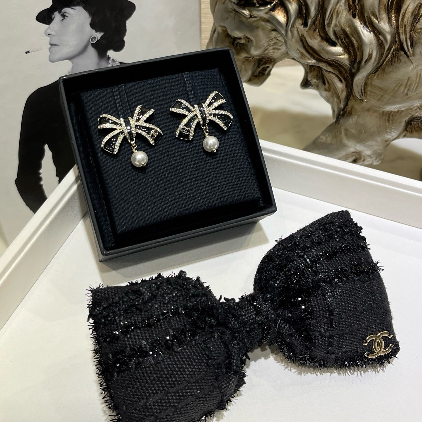 New Women's Bow Pearl Pendant Earrings