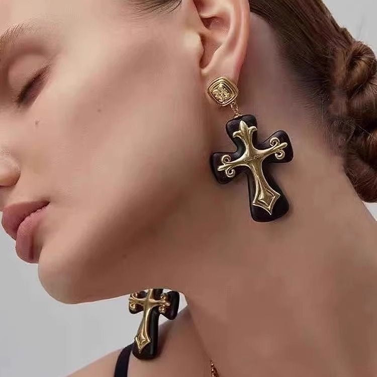 Women's Vintage Cross Earrings Necklace